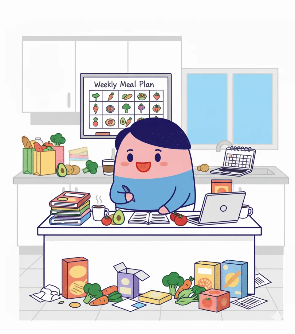 Beginner-friendly meal planning guide with simple steps illustrated
